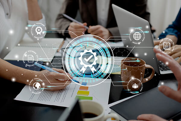 Three people are standing